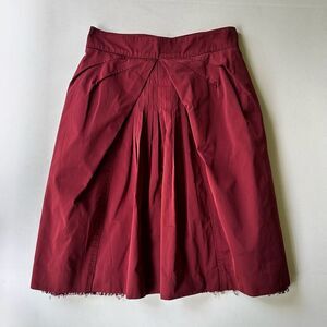 Louis Vuitton Burgundy Red Lace Ruffle Trim Skirt Size 38 FR 6 US